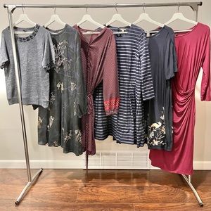 Blue and Burgundy Ann Taylor Set Printed Dress